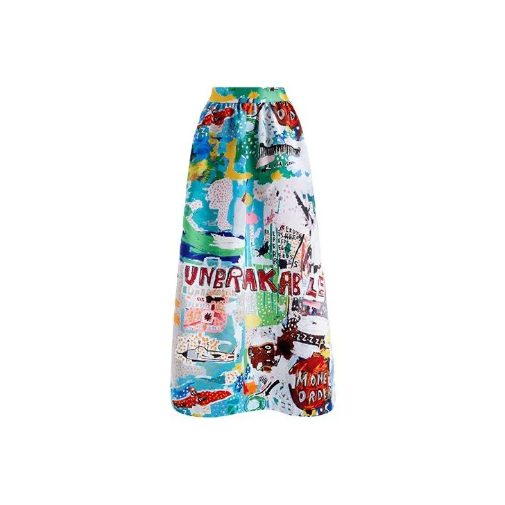 ALICE+OLIVIA x Basquiat Коллаборация Повседневная Длинная Юбка Женская Многоцветная