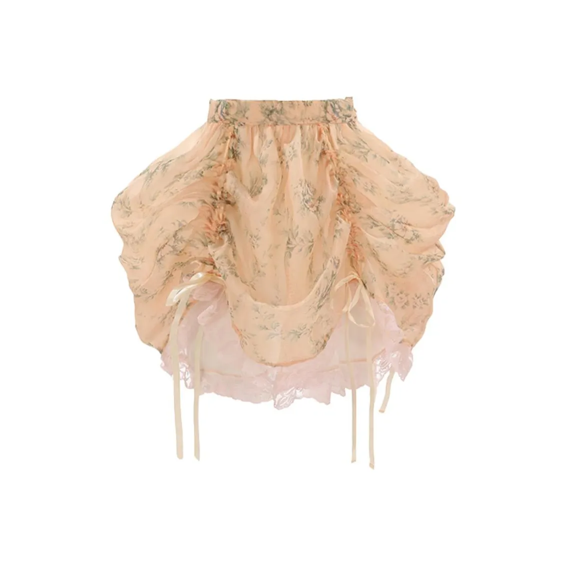 Selkie Collection SS24 Casual Short Skirts Women's Dark Yellow With Country Green Leaf Print