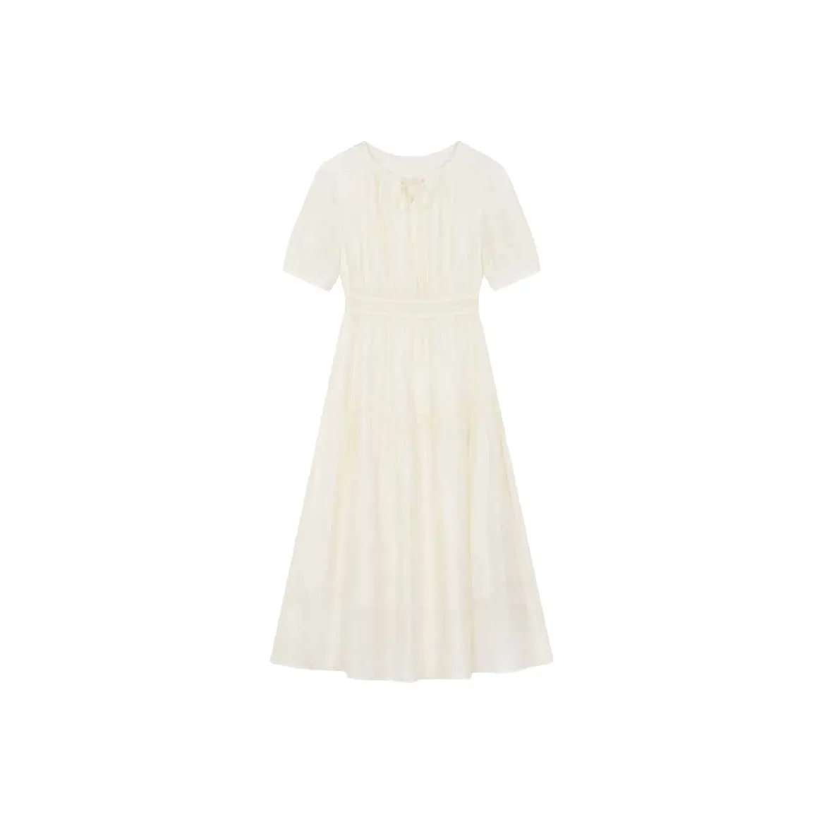 Mo Han Yi Mei Короткий рукав Платье Женское Экрю