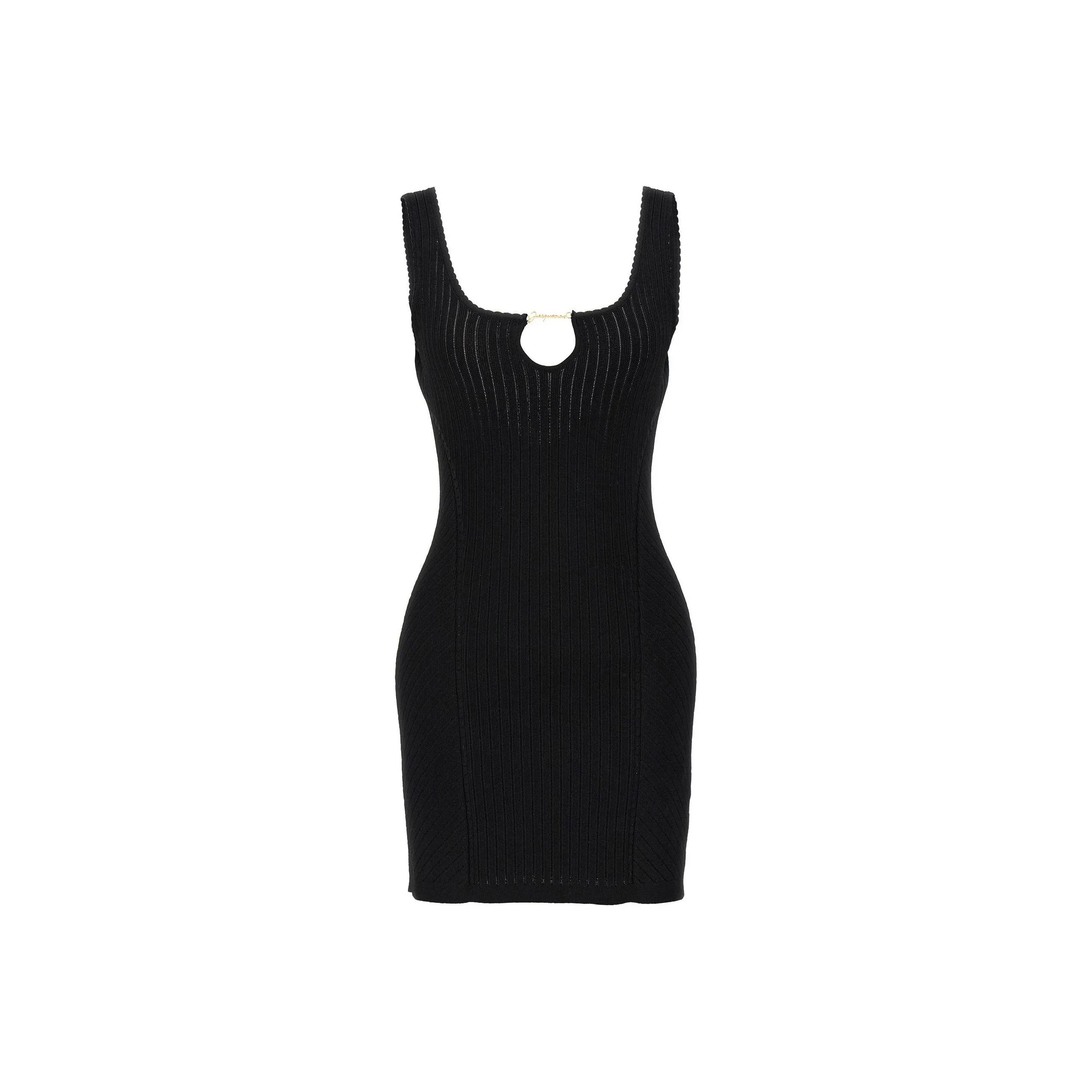 Jacquemus Logo Plaque Sleeveless Knitted Mini Dress