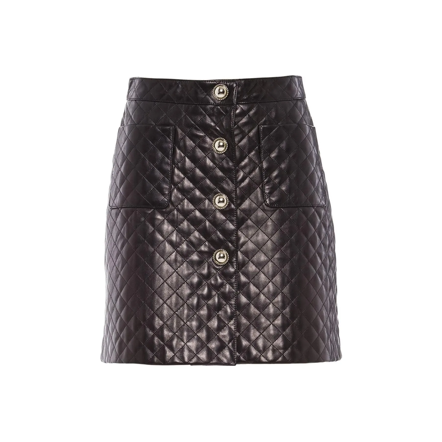 MIU MIU SS22 Leather Short Skirts Women's Black