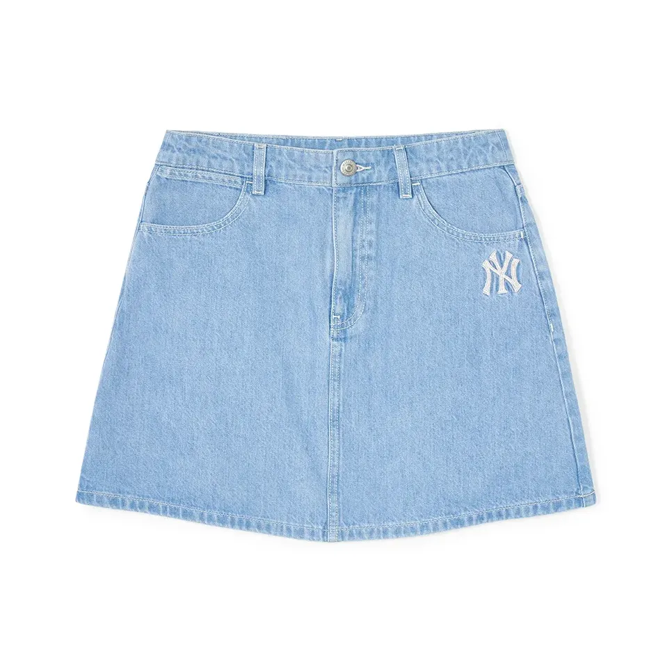 MLB SS24 New York Yankees Denim Short Skirts Women's Light Blue