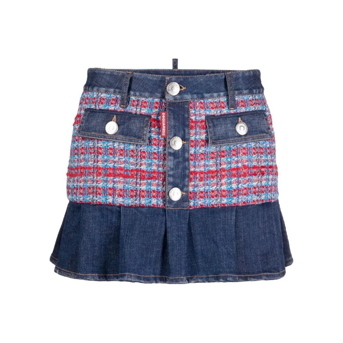 Dsquared2 Checked Low Rise Denim Skirt