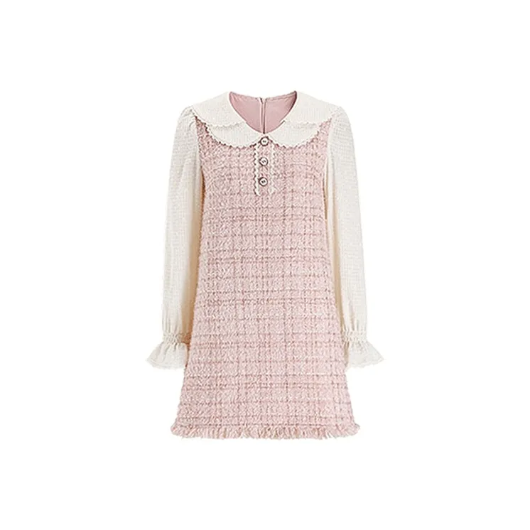 ACAINES Длинное платье с длинными рукавами женское персиково-розовое и абрикосовое