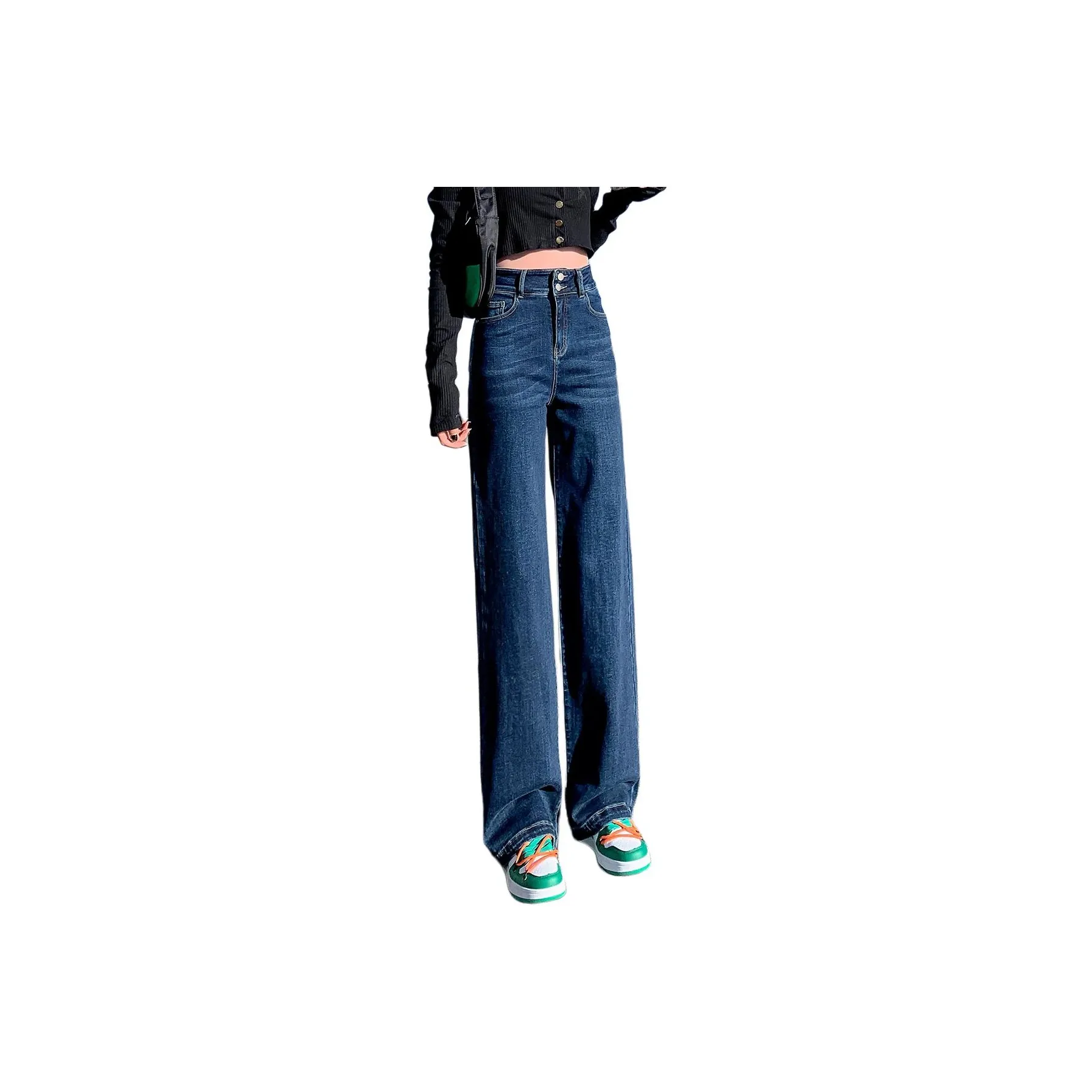 Yench'a Jeans Women's Blue-Winter Fleece-Lined