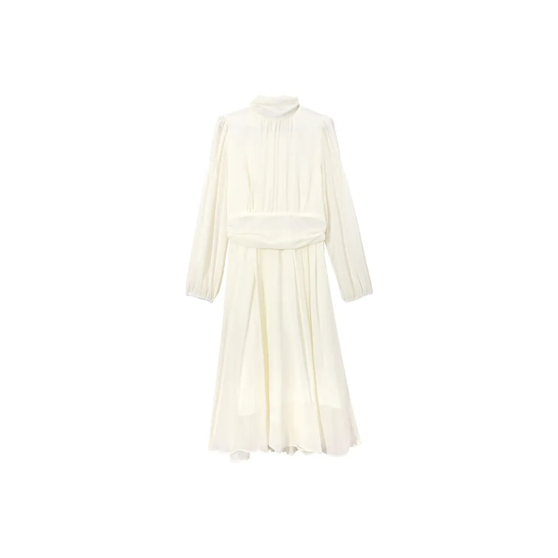 SECFLY OFFICIAL Длинный рукав Платье Женское Айвори
