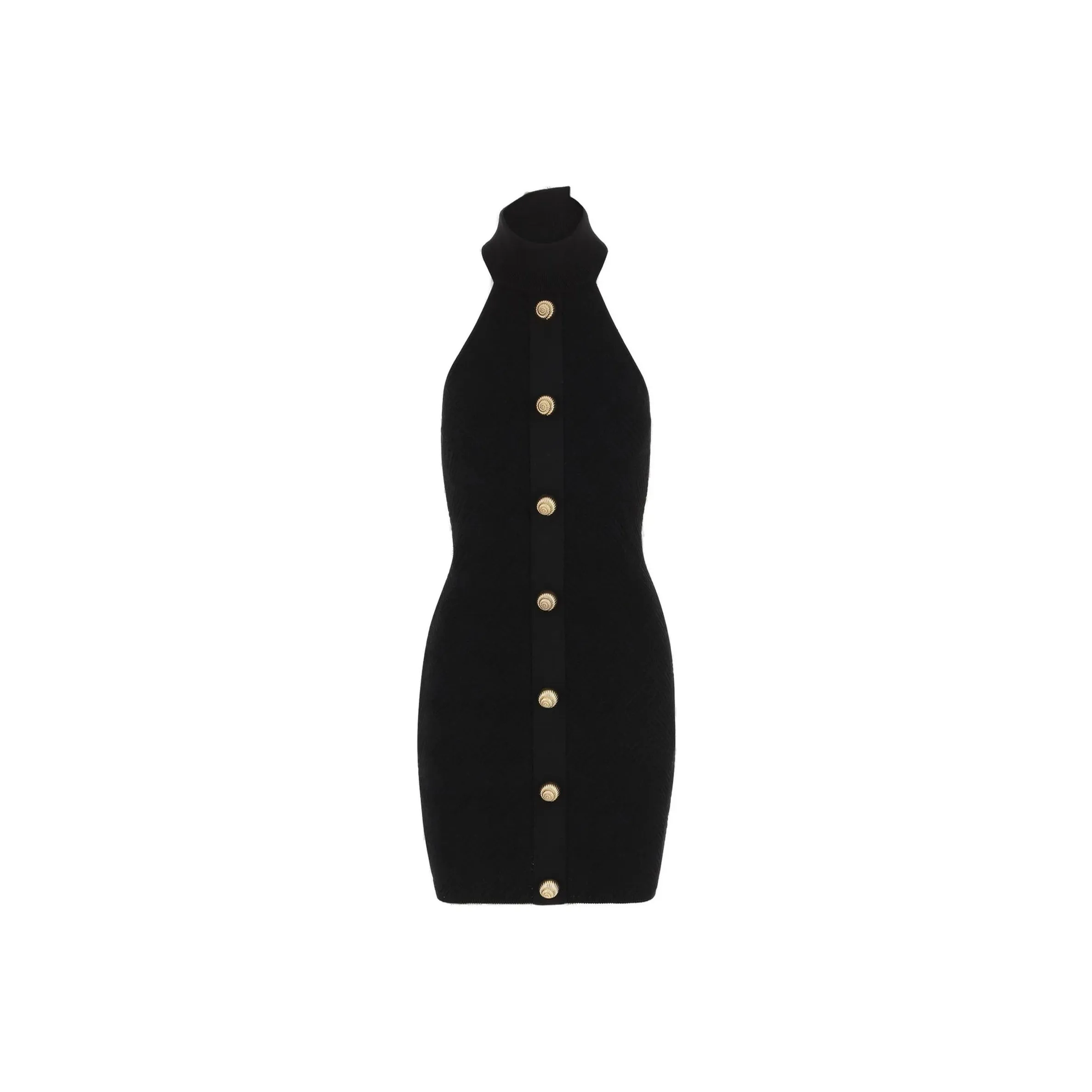BALMAIN Off Shoulder Button Detailed Mini Dress