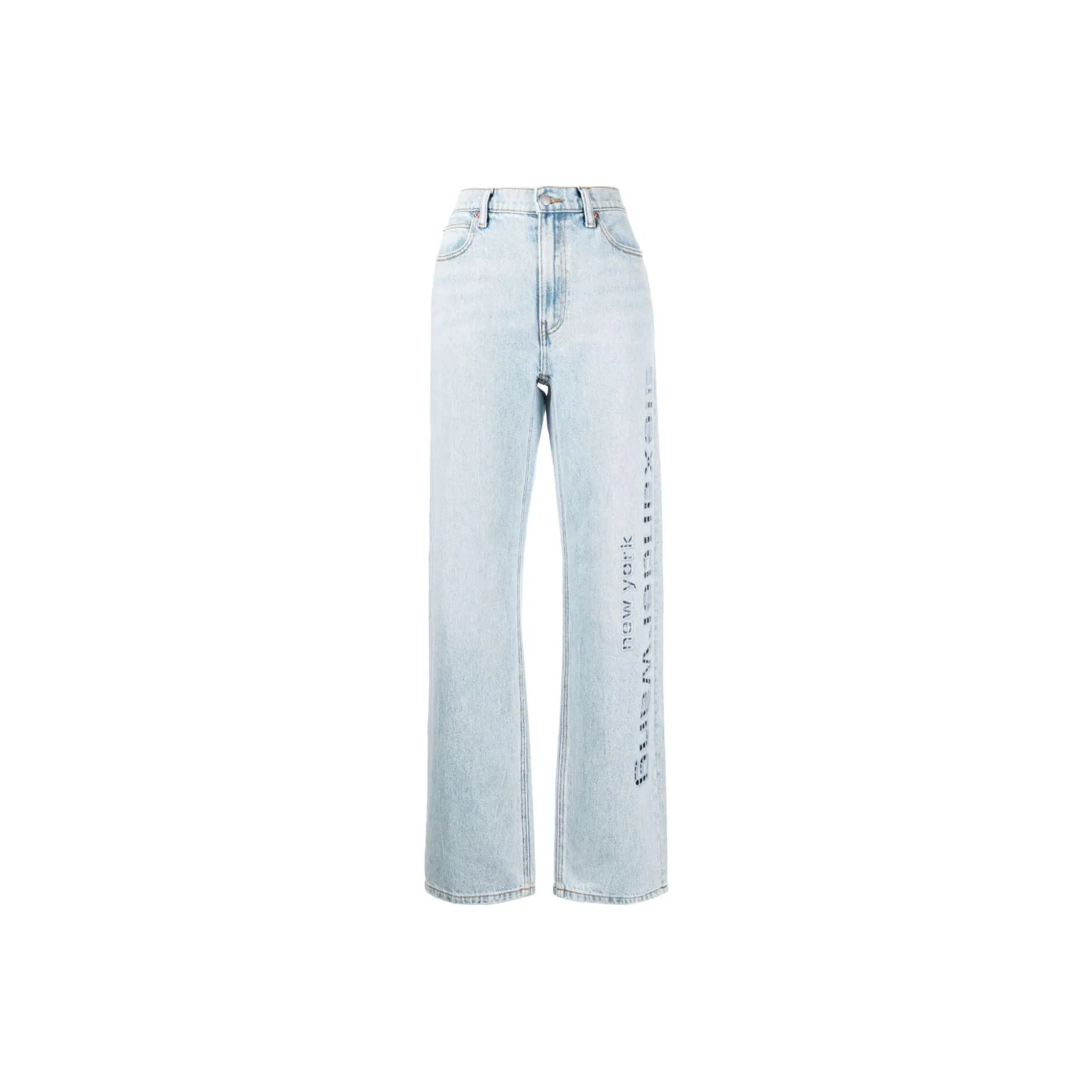 Alexander Wang Logo Perforated Straight Leg Jeans