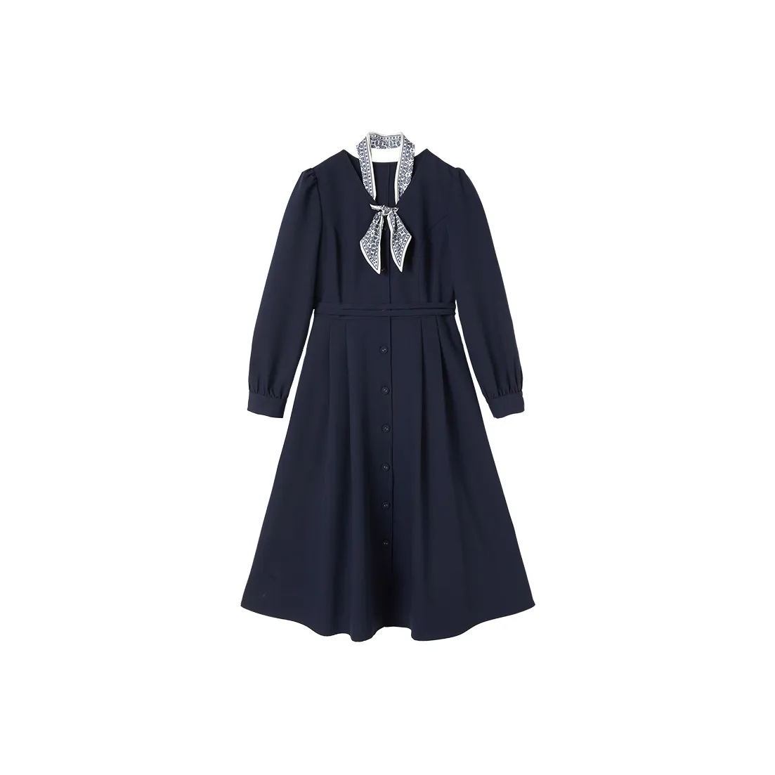 XIANGYING Длинное платье с длинными рукавами женское темно-синий