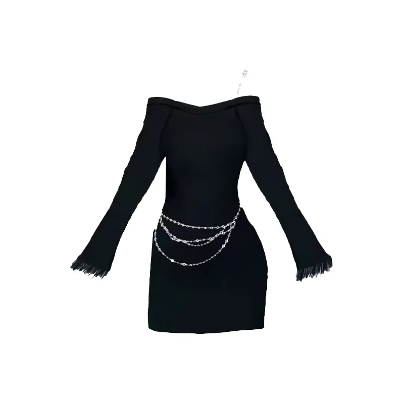 SCCREBEL OFFICIAL Длинное платье с длинными рукавами женское черное