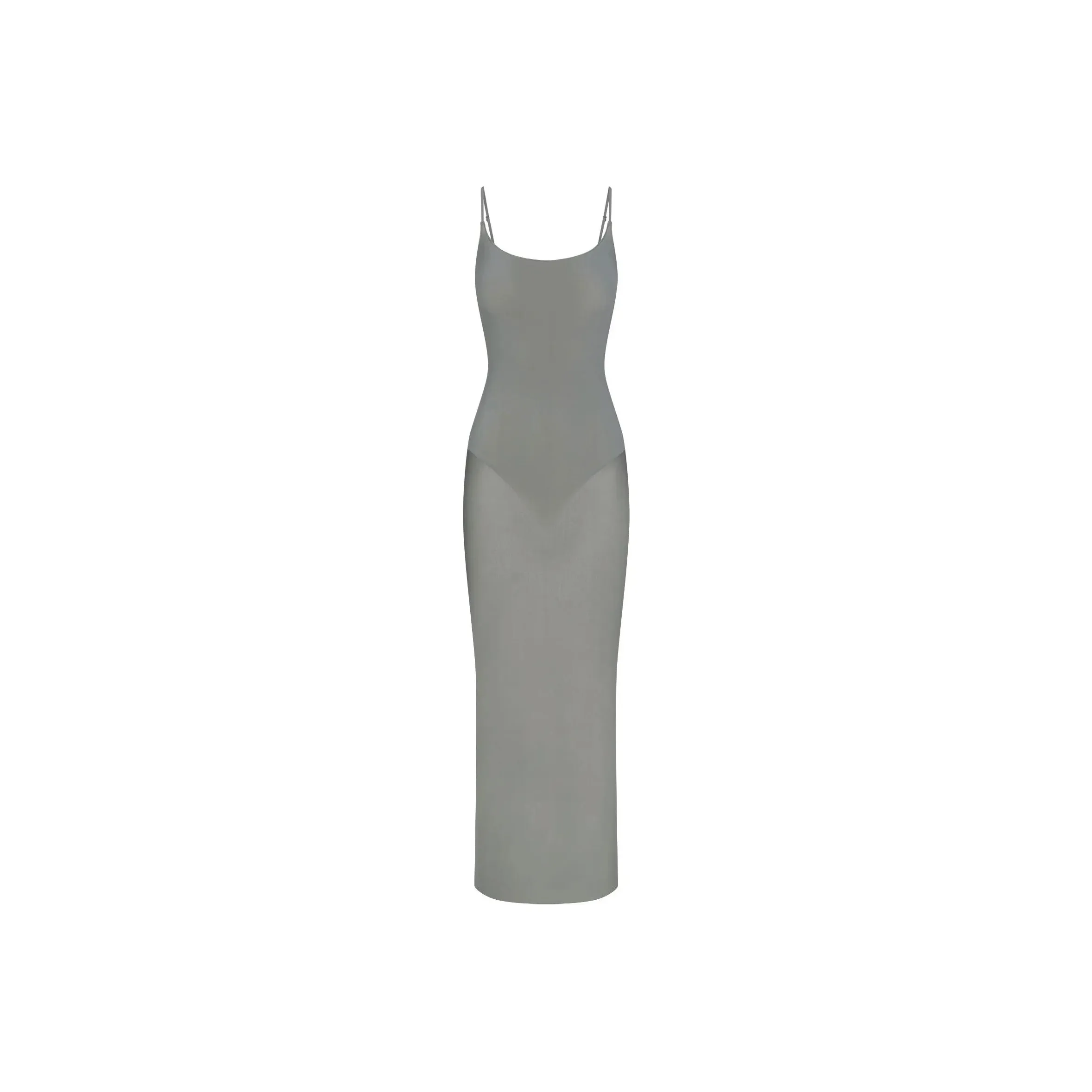 SKIMS MILKY SHEER LOW BACK LONG DRESS Slip Dress Women's GUNMETAL/Bronze