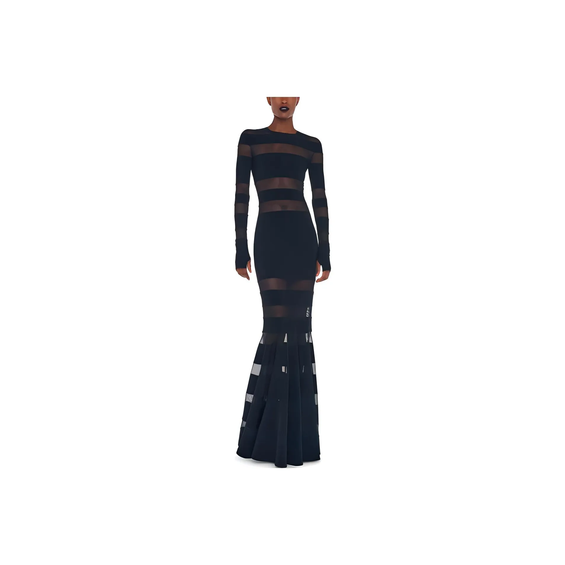 NORMA KAMALI Panelled Mesh Maxi Dress