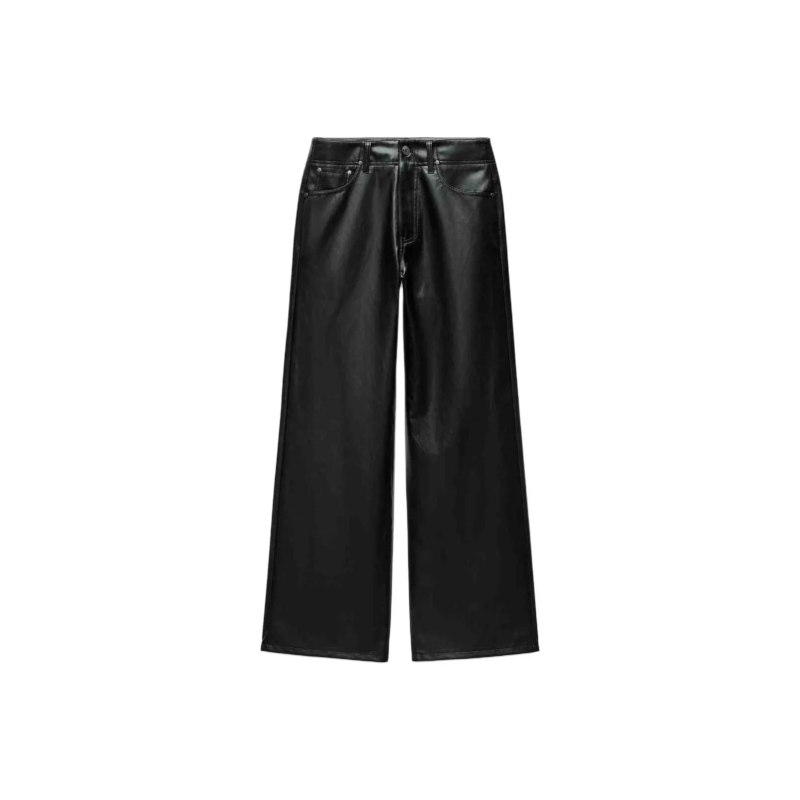 ZARA ZW Series Кожаные брюки Женские Черный