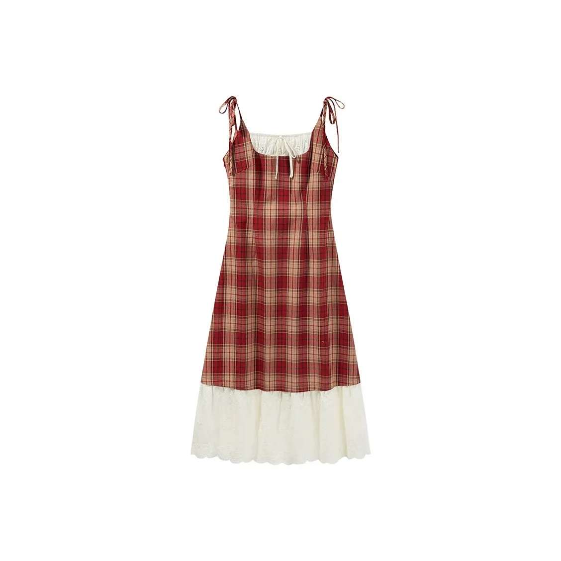 Zukizuki Slip Dresses Women's Red Plaid Pattern