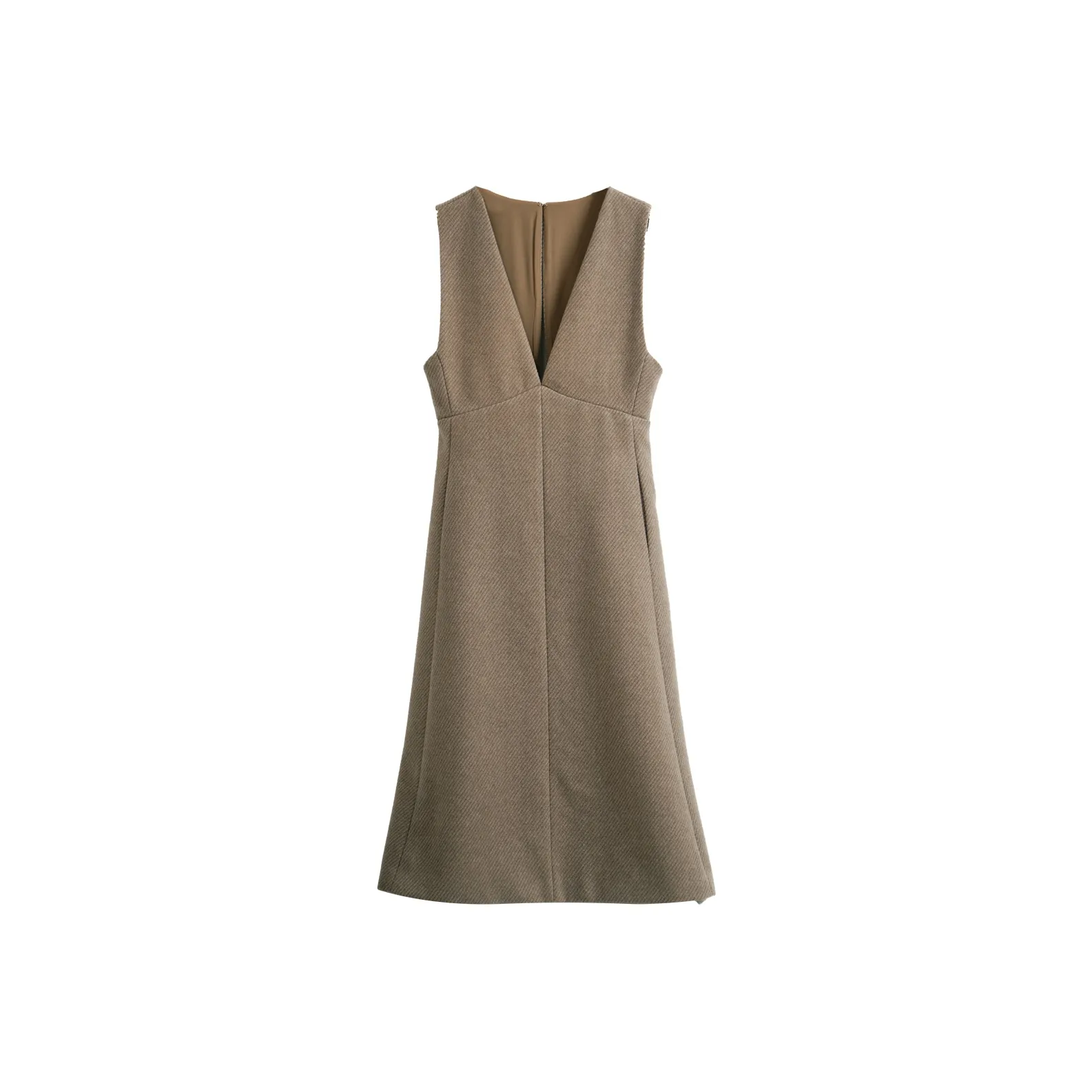 Olrain Без рукавов Платье Женское Молочно-чайное