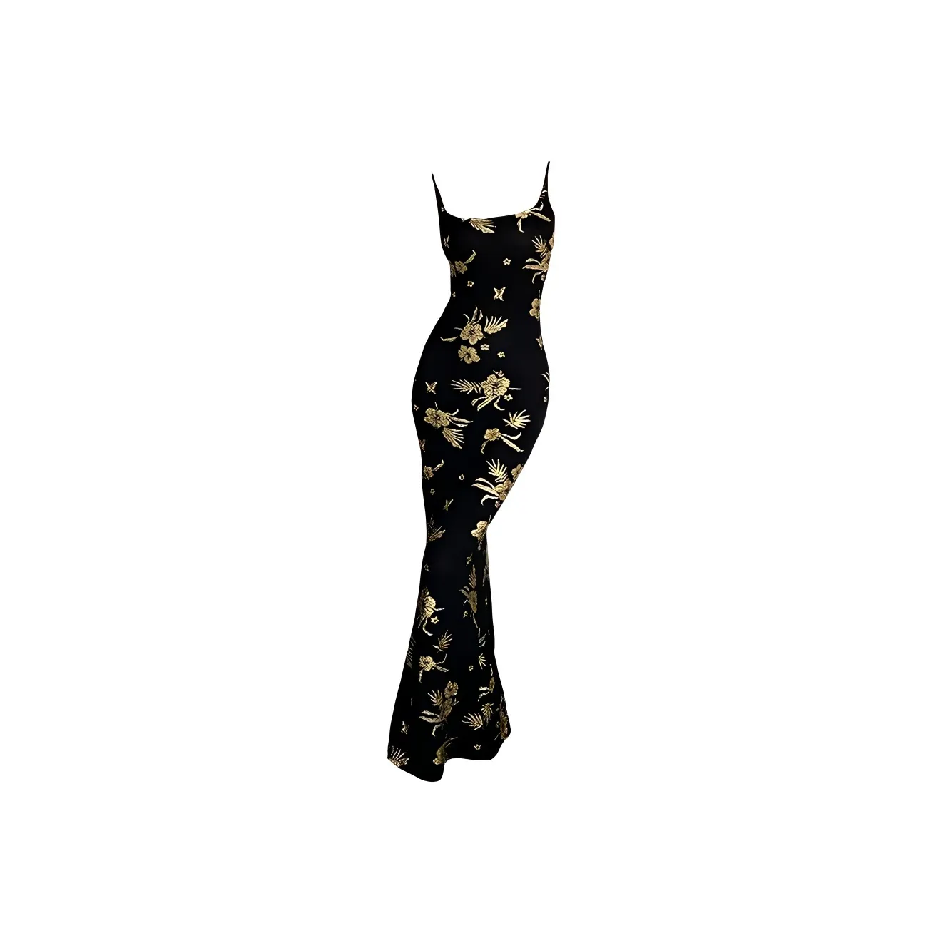 GUOZHEN Slip Dress Women's Black Gold