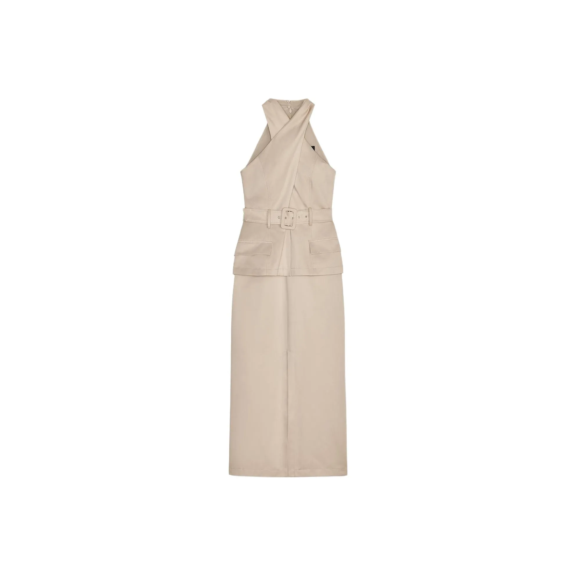 ZARA Sleeveless Dress Women's Tan
