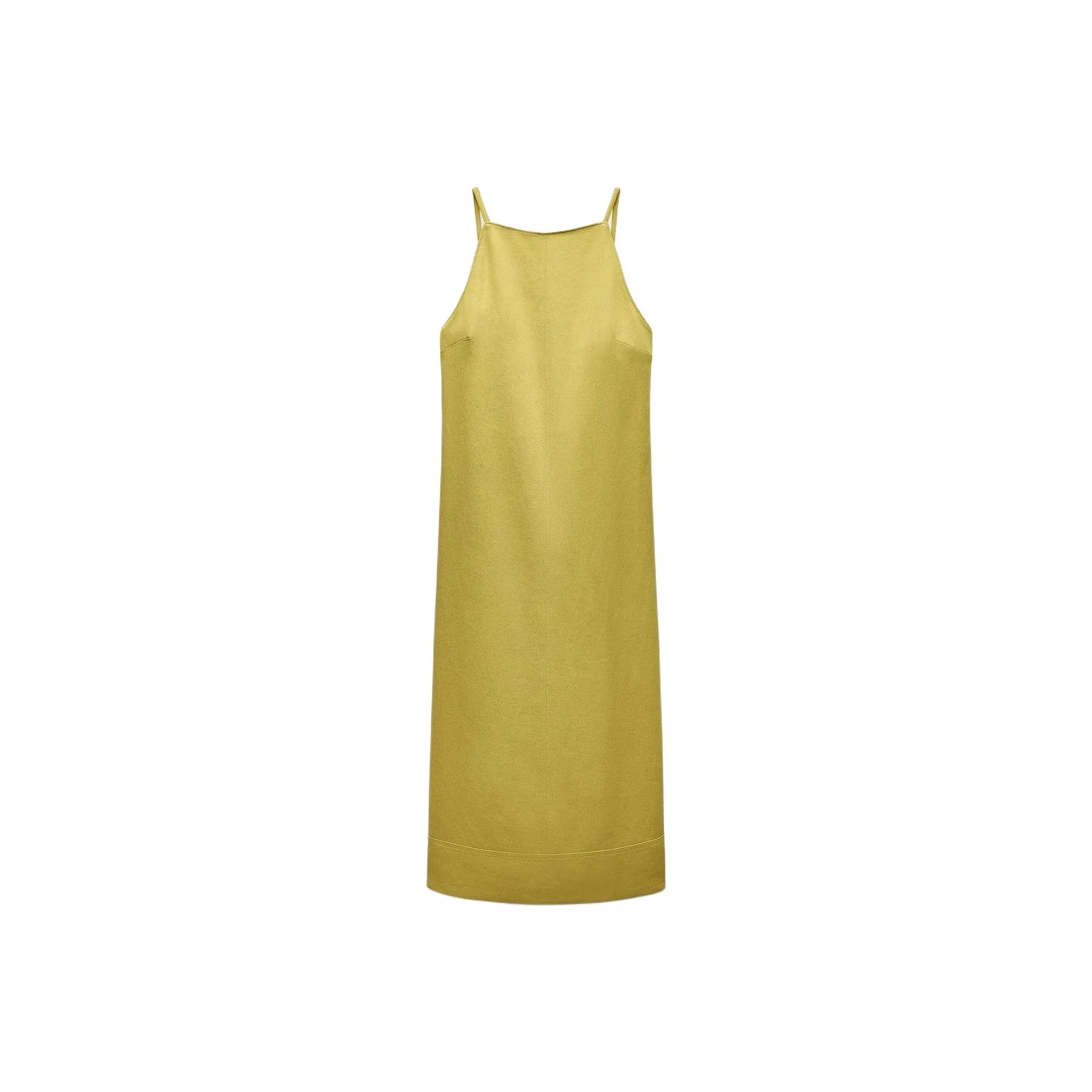 ZARA ZW Series Sleeveless Dress Women's Yellow Green
