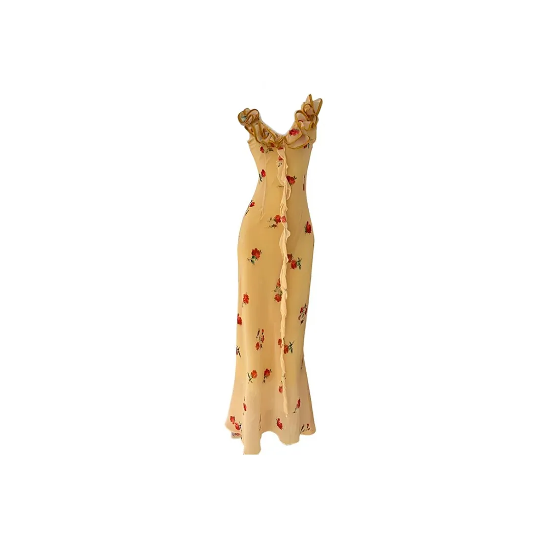 SYEEE WITH U Без рукавов Платье Женское Желтое