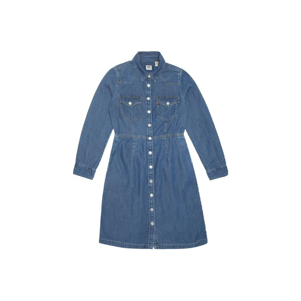 Levi's Длинное платье с длинными рукавами женское темно-синий