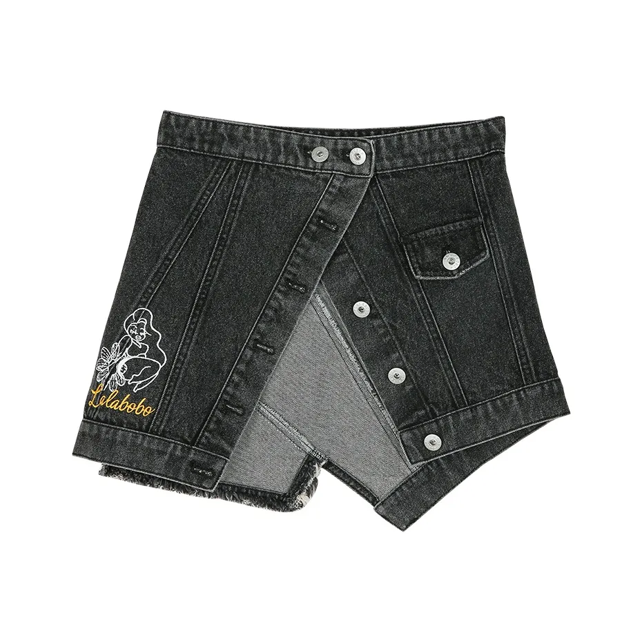 LALABOBO Denim Short Skirts Women's Black Denim