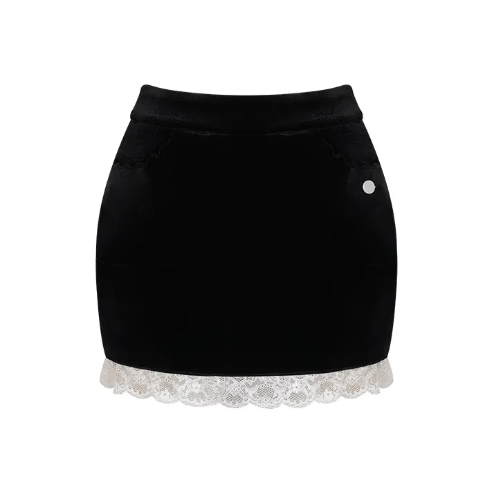 Повседневная короткая юбка женская черная кружево