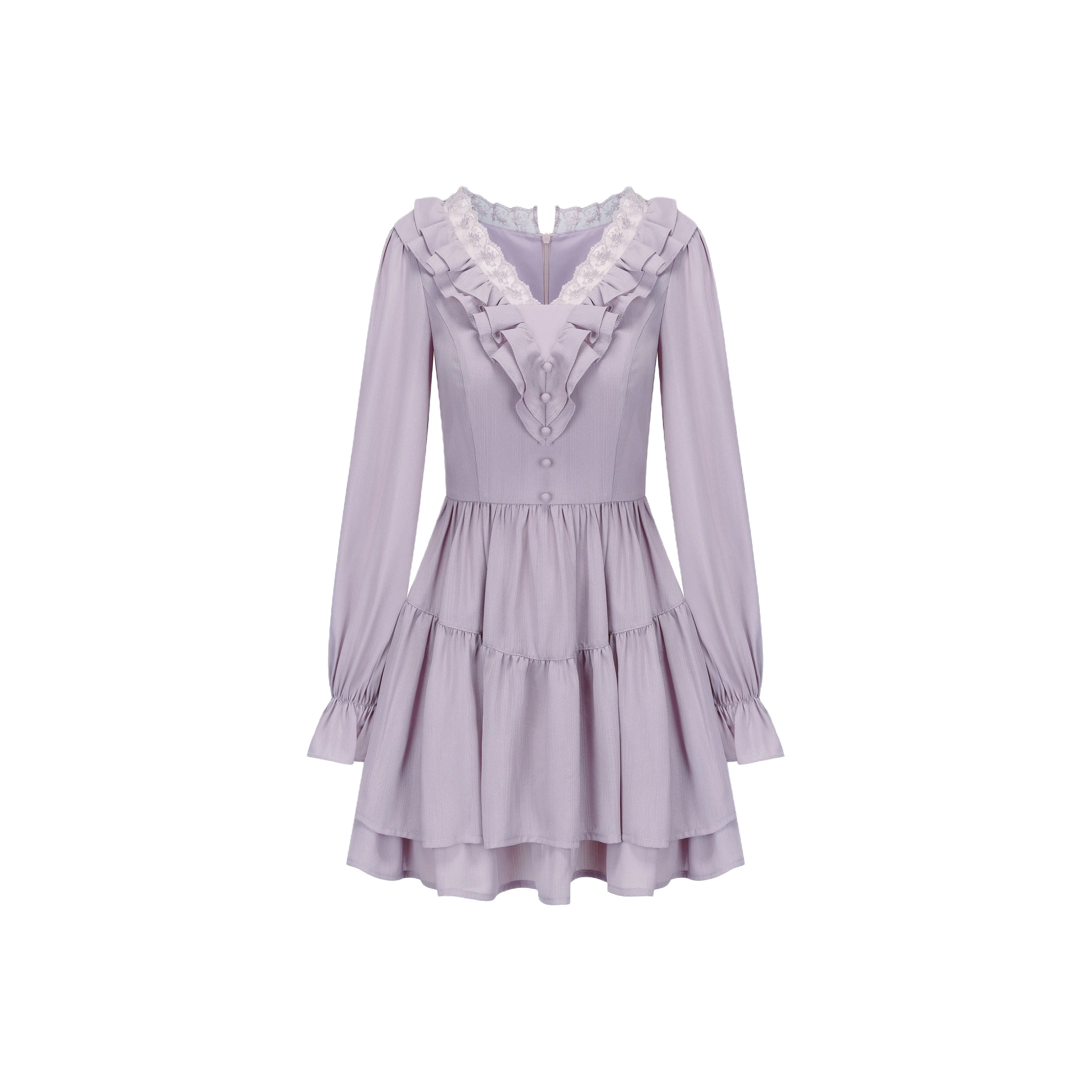 CHIWAWAMEME Длинное платье с длинными рукавами женское свежий таро фиолетовый