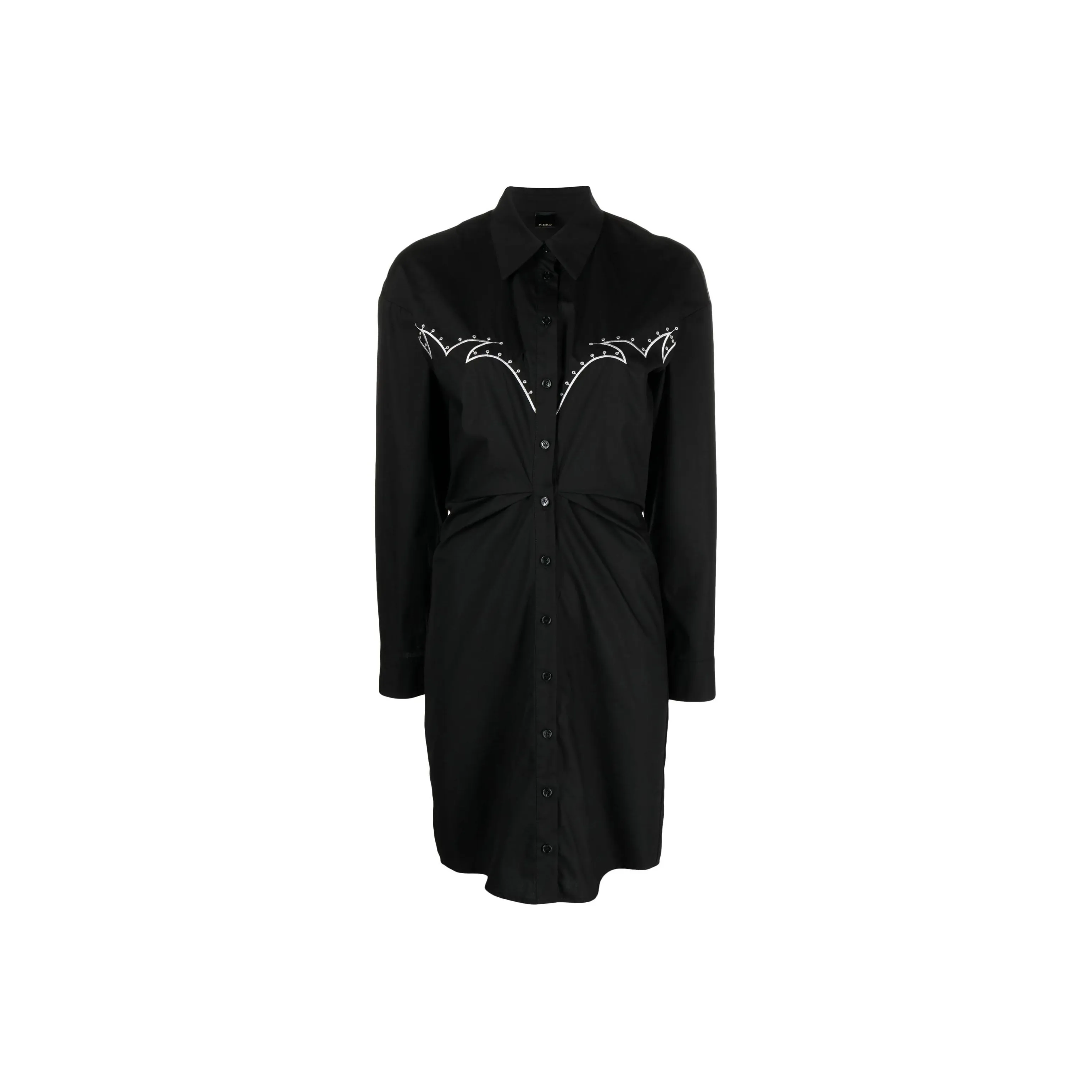 PINKO SS24 Длинное платье с длинным рукавом женское черное