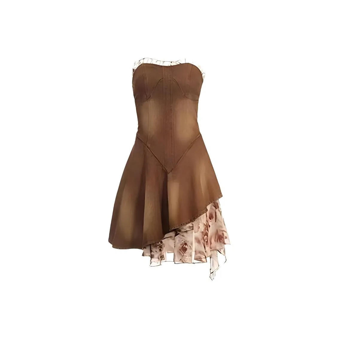 KKX Без рукавов Платье Женское Коричневое
