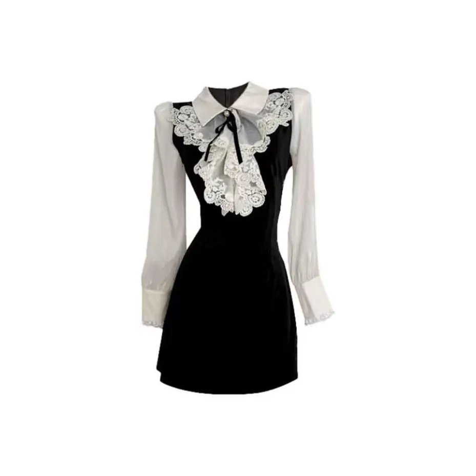 PUREIDOL Длинное платье с длинными рукавами женское черное