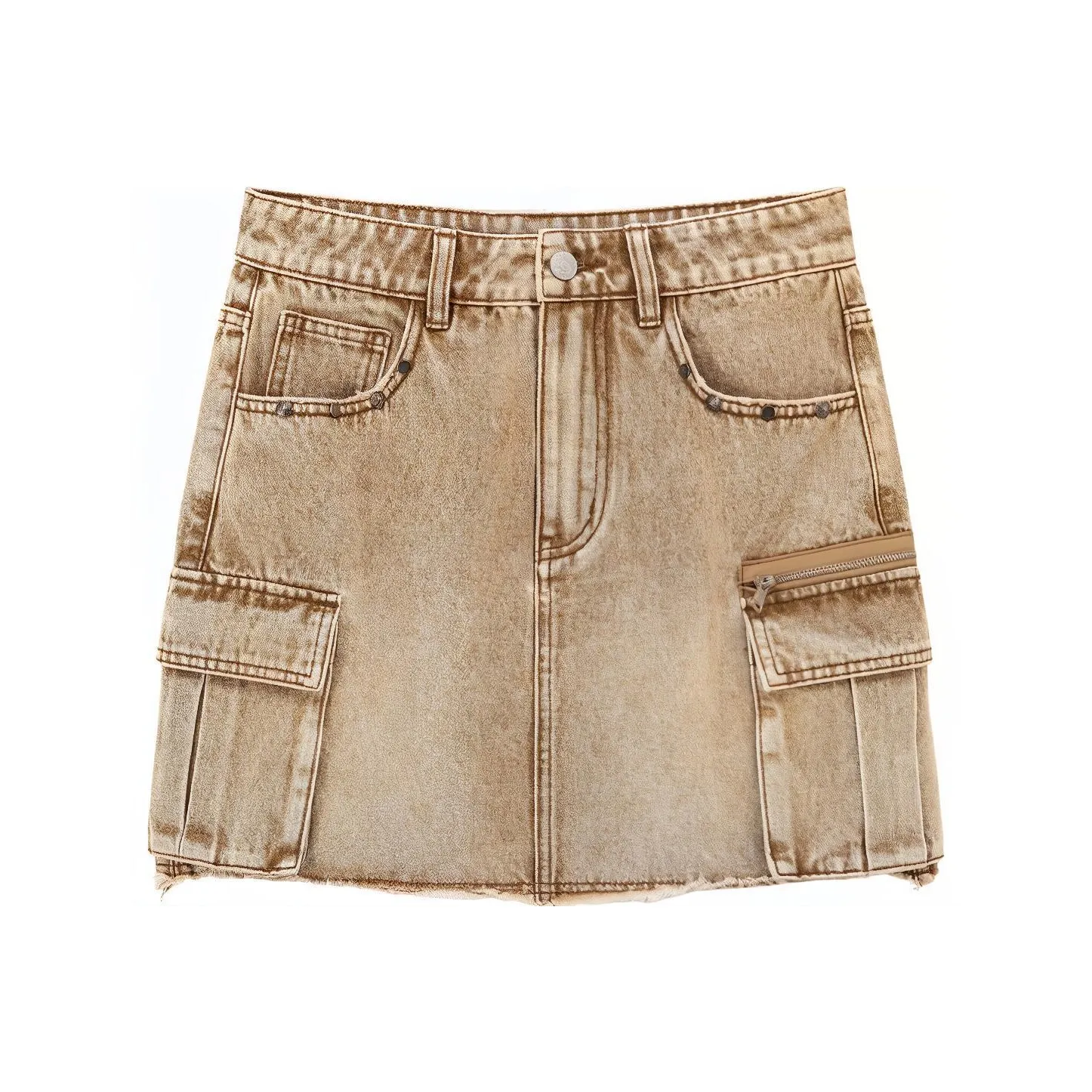 CHUU Песочный коричневый Женские Повседневные короткие юбки