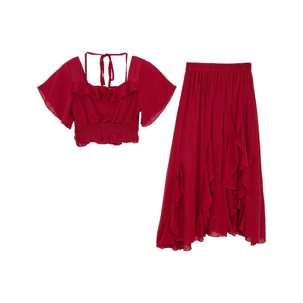 Icicofficial Комплект с юбкой Женские Винтажный красный