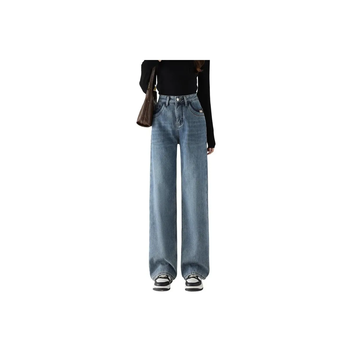 SITOL Spaghetti jeans Women's Blue Fleece Lined