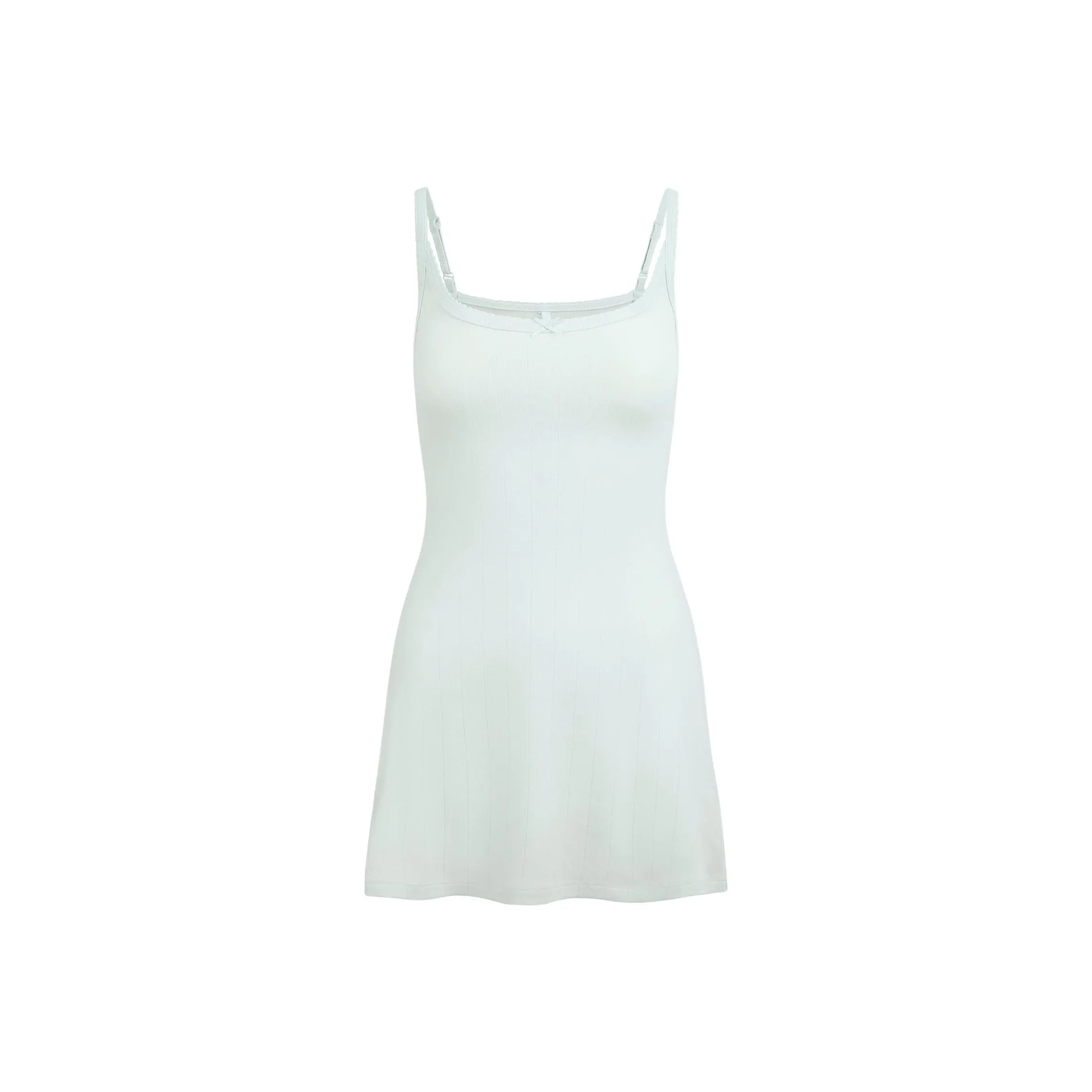 SKIMS SS25 DROP NEEDLE POINTELLE CAMI Мини Платье Slip Платье Женские FROST Иней