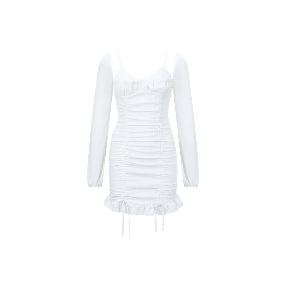 Girly Fancy Club Длинное платье с длинными рукавами цвет белый