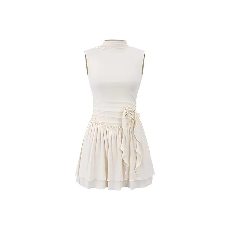 POPO.INFO Без рукавов Платье Женское Белое