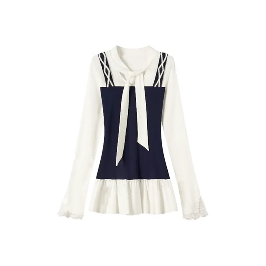 SYEEE WITH U Длинное платье с длинными рукавами женское темно-синий