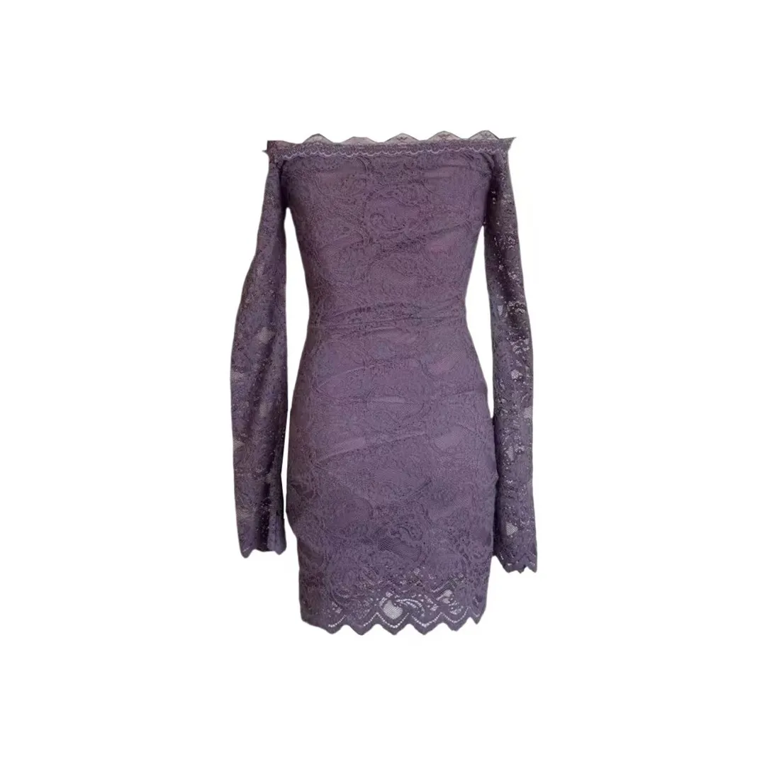 AFGGD Длинное платье с длинными рукавами женское фиолетовое