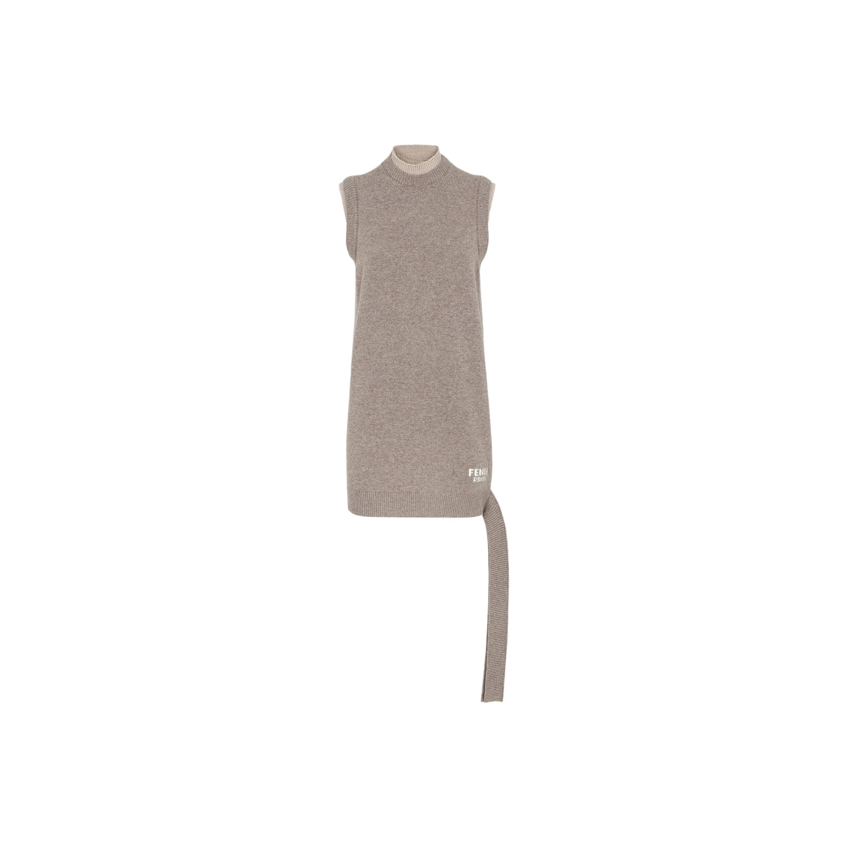 FENDI Logo Intarsia Knit Sleeveless Mini Dress