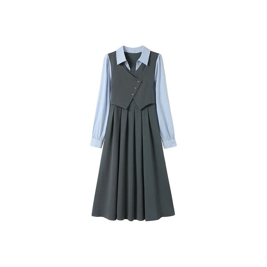 GULIANFEI Long Sleeved Dresses Women's Gray