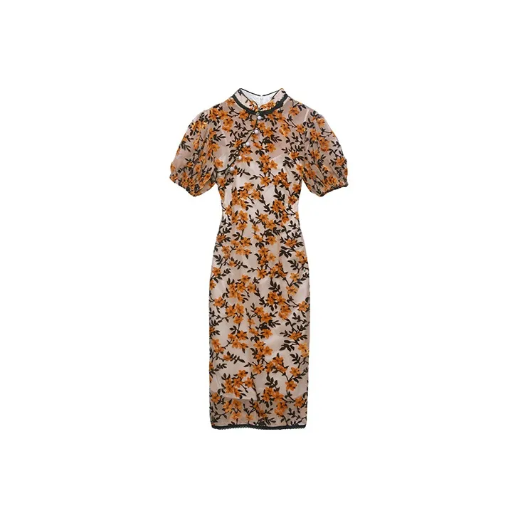 JINYE ORIENTAL Cheongsam Women's Ginger Yellow