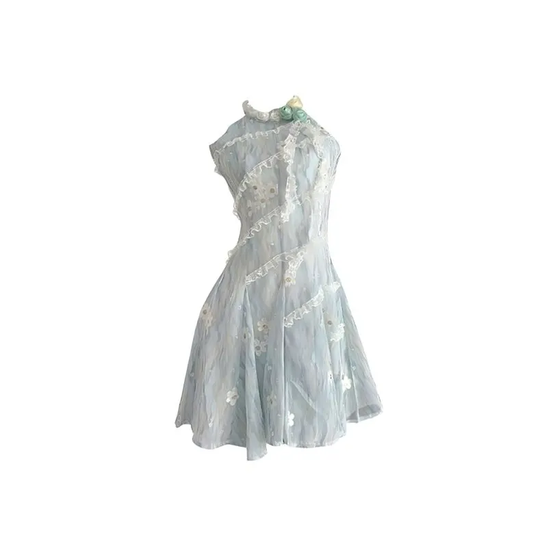 HUINIAN Без рукавов Платье Женское Морская Пена Зеленый