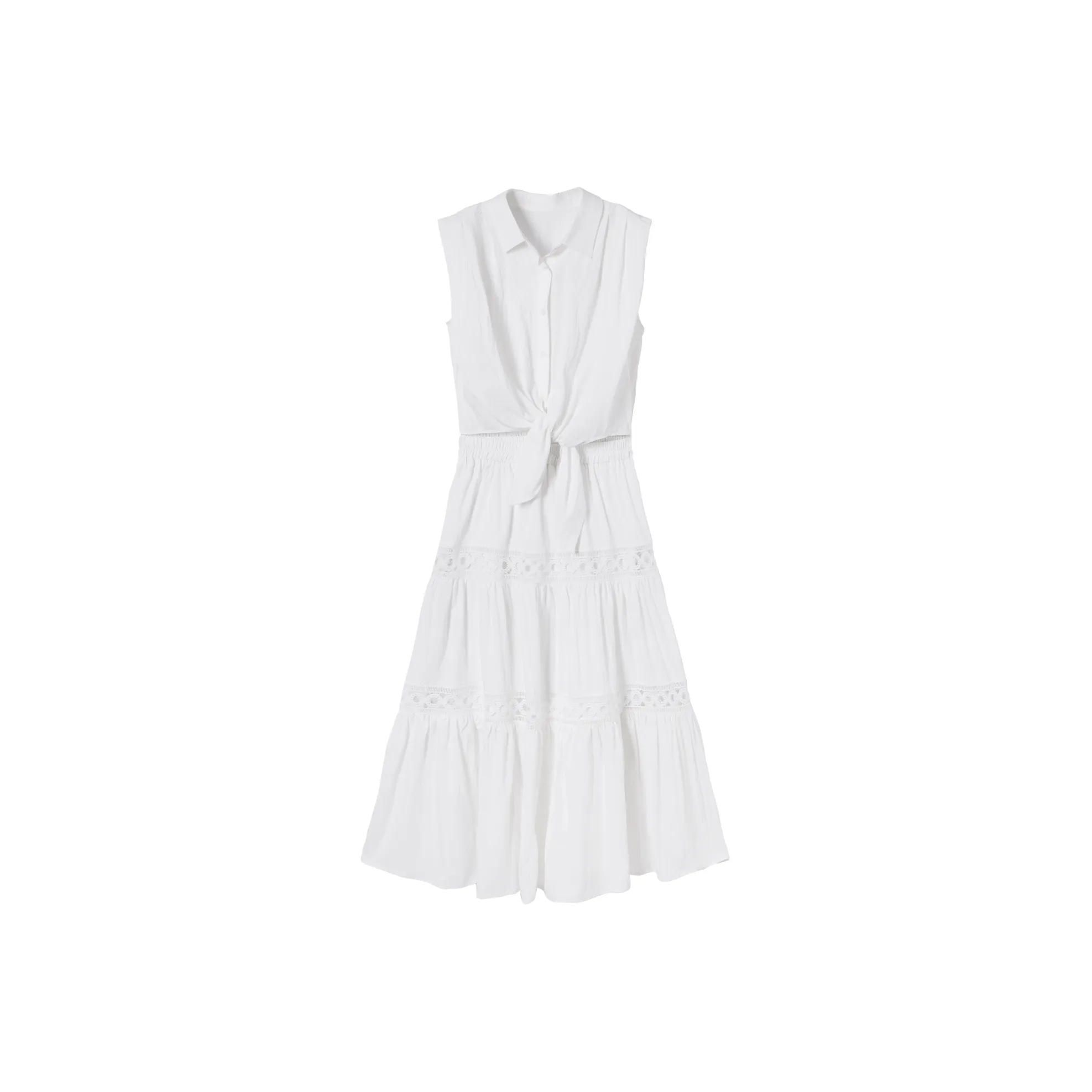 DIALOGUE Без рукавов Платье Женское Лунный Белый