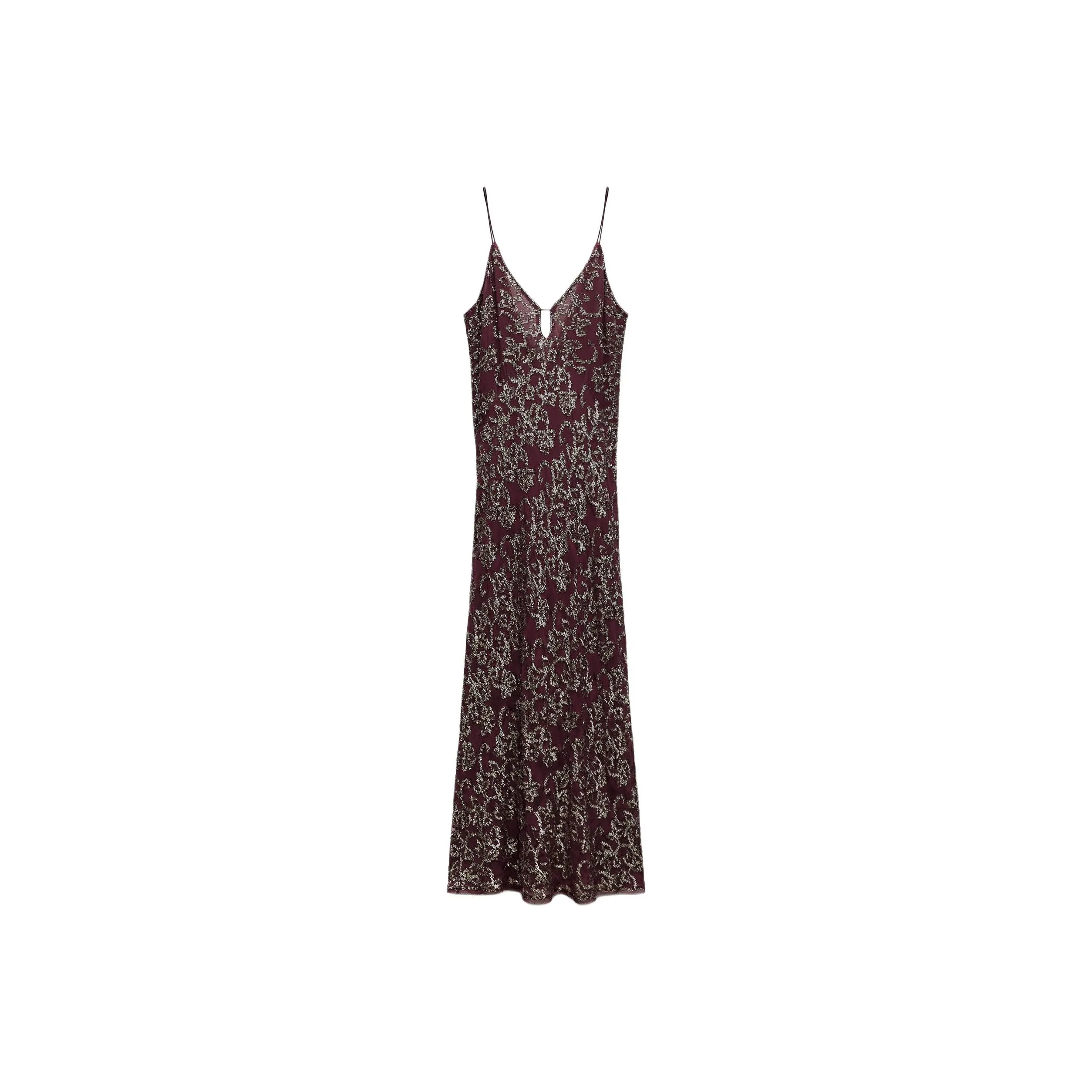 ZARA ZW Series Slip Dresses Women's Dark Purple Red