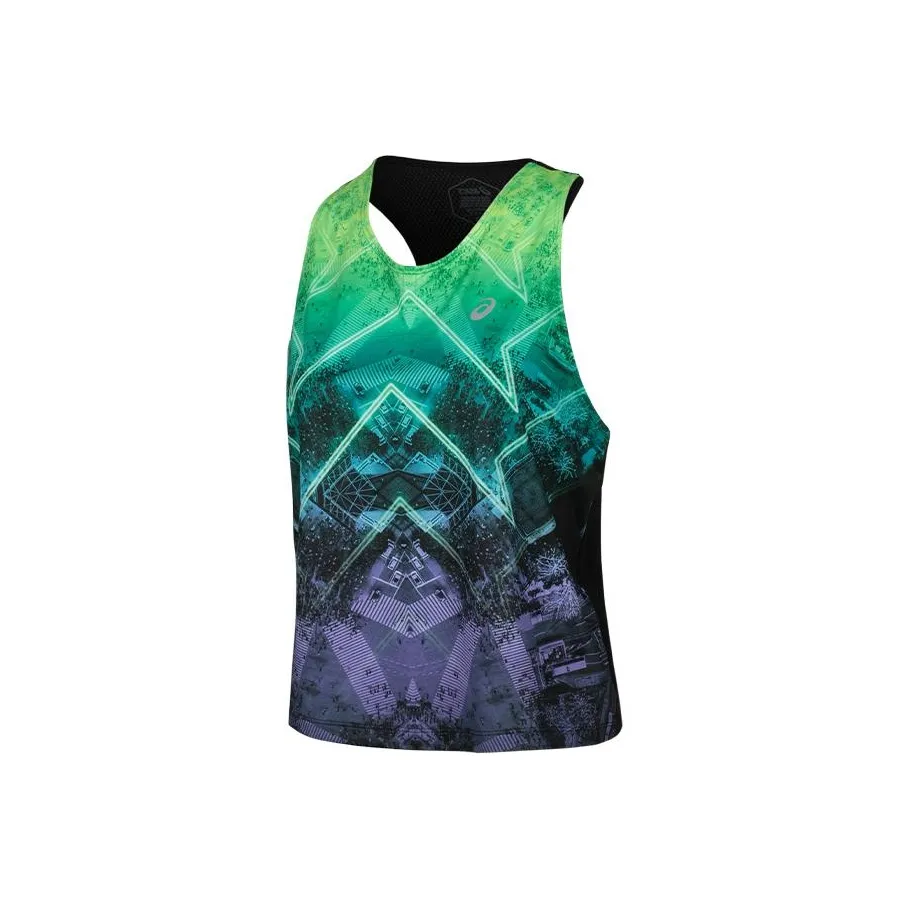 Asics Спортивные жилеты Женские Фиолетовый Зеленый с принтом