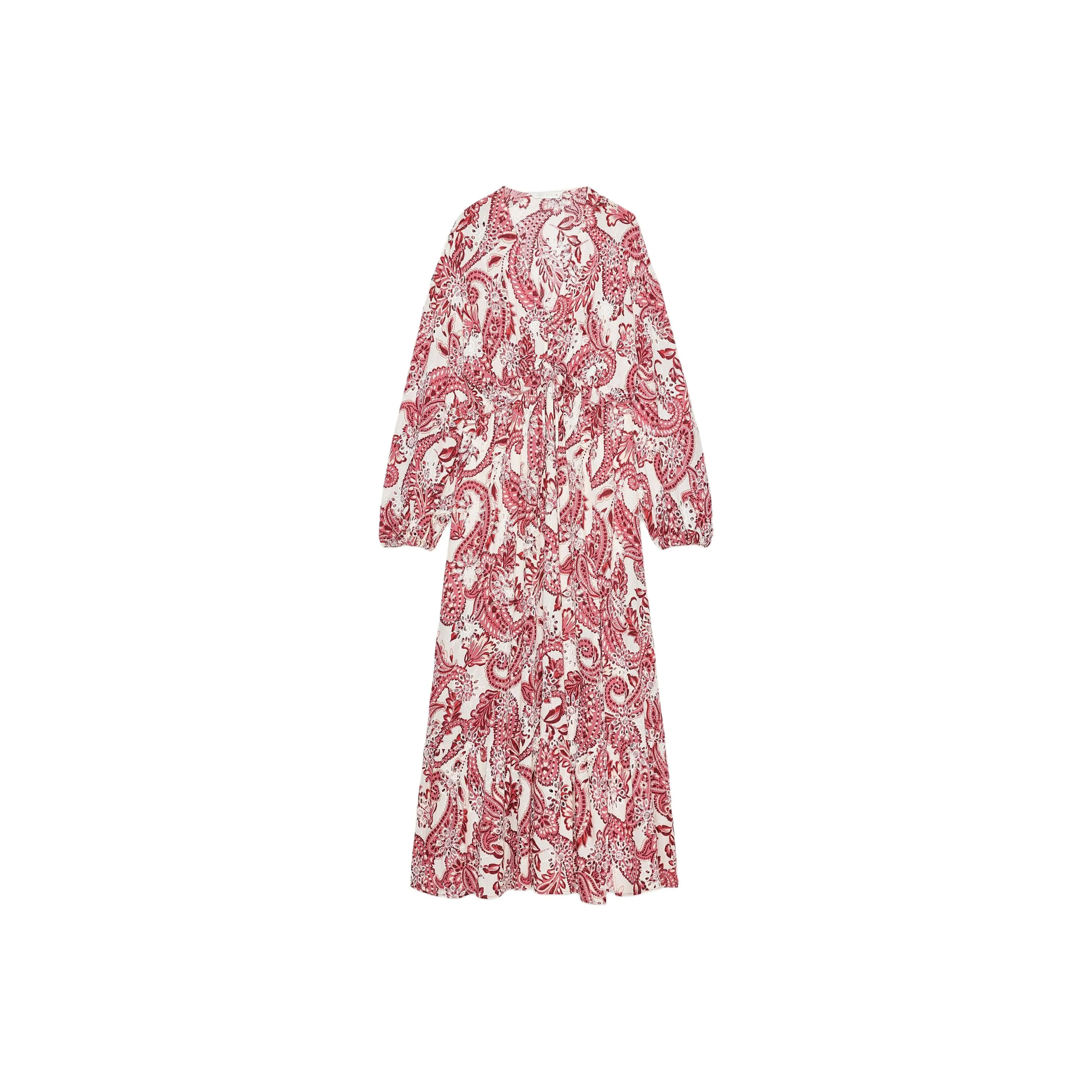 ZARA Длинное платье с длинными рукавами женское многоцветное