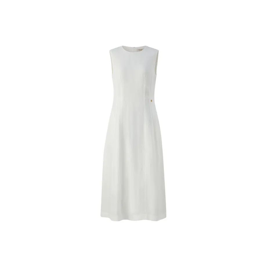 E.land Sleeveless Dress Women's Ivory White/White