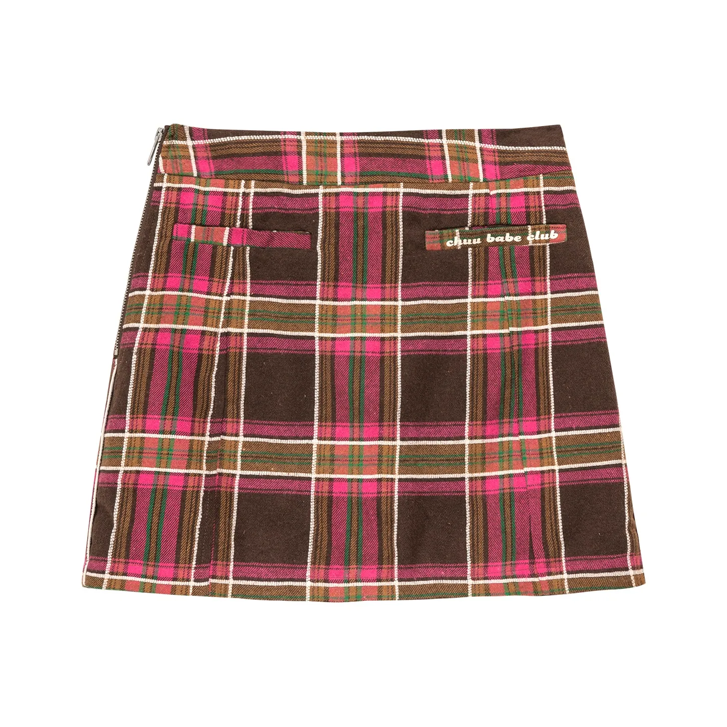 CHUU Розовая клетка Женские Повседневные короткие юбки