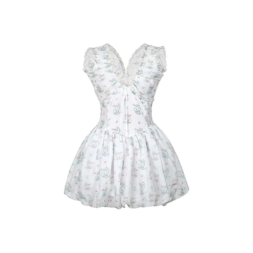 SECFLY OFFICIAL Без рукавов Платье Женские Кошка Цветочный