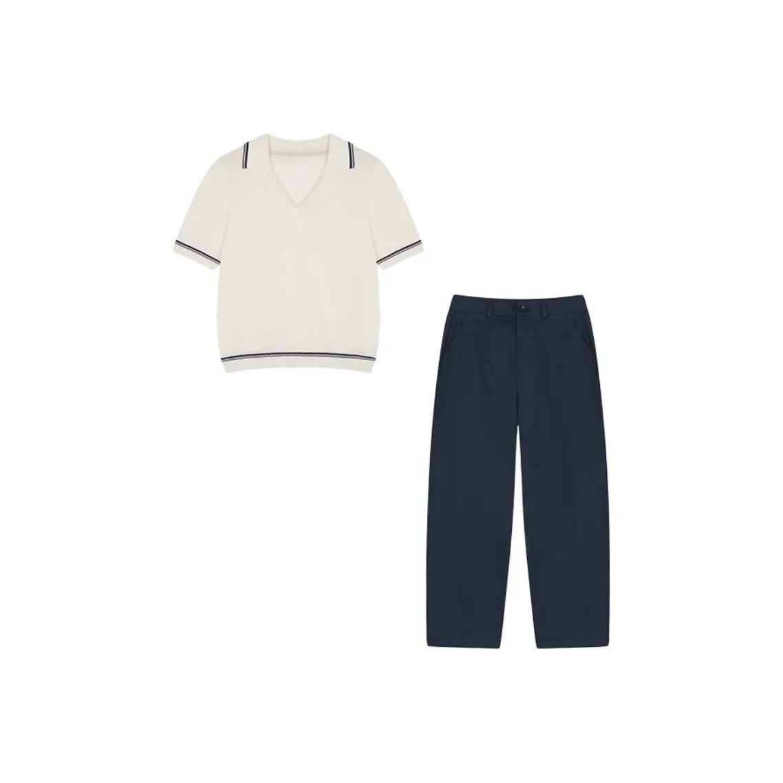 IHIMI Casual Suit Women's Ecru+Navy Blue